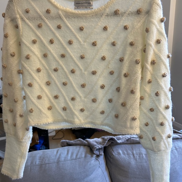 Urban Outfitters | Cream Pom Pom Sweater, Cropped - Picture 2 of 6